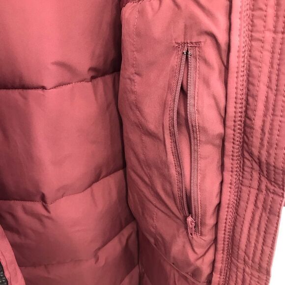 Andrew Mark Maroon Insulated Quilted Puffer Long Coat With Detachable Hood - Picture 12 of 16